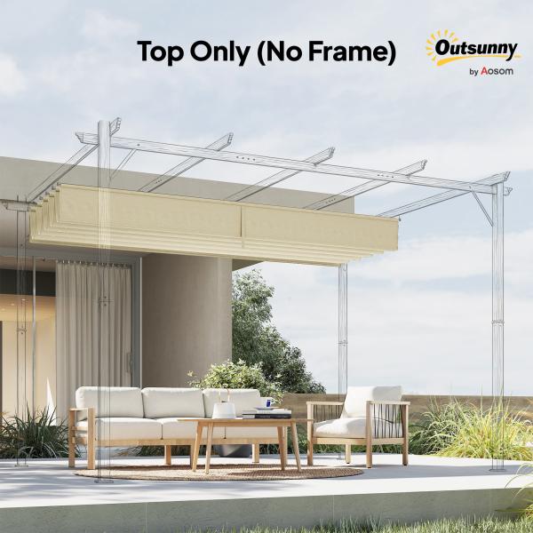Cobertura para Pérgola 2,5x2,55cm Teto de Substituição Retrátil para Pérgola com 10 Orifícios de Drenagem Creme