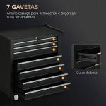 Carrinho de Ferramentas com 7 Gavetas Rodas Trava Armário de Armazenamento para Oficina de Garagem e Chapa de Aço 69x33x75 cm Preto