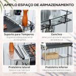 Barbecue a Carvão Portátil com Grelha de Aço Inoxidável Prateleira para Temperos e Prateleira de Armazenamento 96x61x72 cm Preto