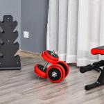 Conjunto de Halteres Ajustáveis HOMCOM 20 kg 2 em 1 — 8 Discos, 2 Barras e Extensor, Preto/Vermelho