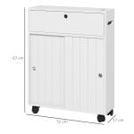 Armário Auxiliar Casa de Banho com 4 Rodas 2 Compartimentos para Papel Higiénico Armário e Prateleiras Ajustáveis 52x17x67 cm Branco