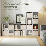 Estante Cubo Estante de Armazenamento Horizontal ou Vertical com 8 Compartimentos e 4 Gavetas de Tecido 53,7x30x79,8 cm Branco e Bege