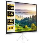 Tela de Projeção Manual com Suporte 120 Polegadas Formato 4:3 com Altura Ajustável 244x183 cm Branco