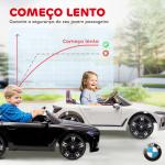 Carro Elétrico para Crianças BMW i4 12V com Controlo Remoto Música MP3 Ecrã Luzes e Cinto de Segurança 115x67x45 cm Preto