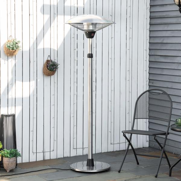 Aquecedor de Jardim Elétrico 3000W Aquecedor Infravermelho com 3 Níveis de Aquecimento Proteção IP44 Ø58,5x160 - 200cm Prata