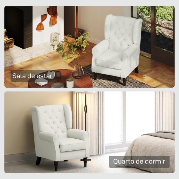 Poltrona de Sala de Estar Poltrona Moderna para Dormitório com Pés de Madeira Poltrona Individual 74x86x102 cm Creme