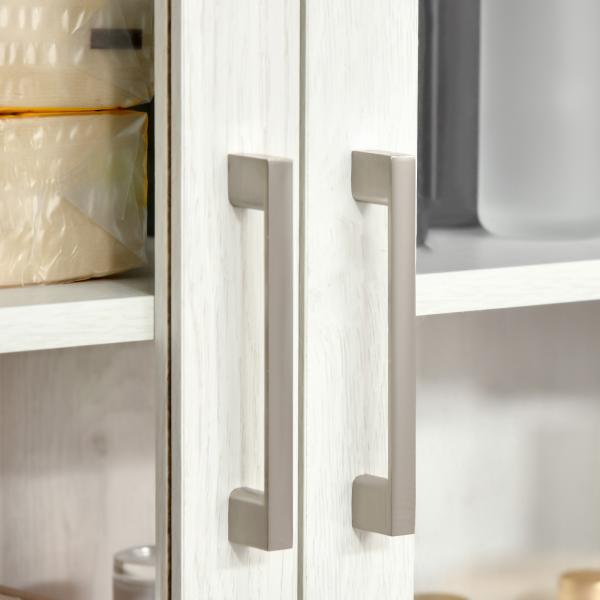 Armário Casa de Banho de Parede com 2 Portas de Vidro e Prateleira Móvel Suspenso de Casa de Banho 60x19,5x54cm Branco