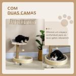 Arranhador para Gato com 2 Camas Poste de Juta Brinquedo Pendurado Ø41x44 cm Cinza Claro