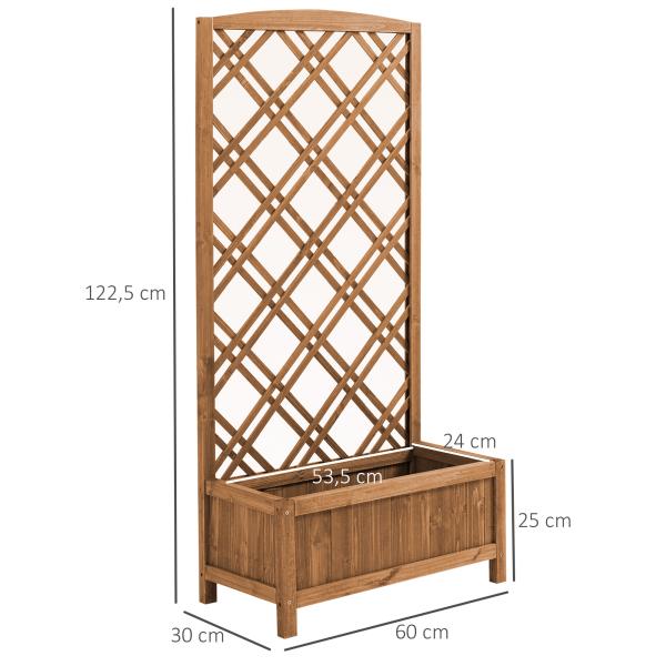 Floreira com Treliça de Madeira Caixa de Plantio com Suporte para Plantas Trepadeiras 60x30x122,5cm Madeira