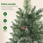 Mini Árvore de Natal Artificial com 35 Luzes LED 60 cm 64 Ramos com Neve Pinha Bagas e Base de Saco de Juta Ø41x60 cm Verde