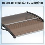 Marquise de Proteção 75x100 cm para Portas e Janelas contra Sol e Chuva com Suporte de Liga de Alumínio Marrom e Preto