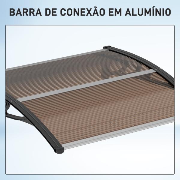Marquise de Proteção 75x100 cm para Portas e Janelas contra Sol e Chuva com Suporte de Liga de Alumínio Marrom e Preto