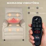 Poltrona Relax com Aquecimento Lombar e Massagem por Vibração Reclinável USB e Função de Memória 82x99x106 cm Bege