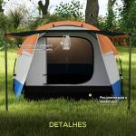 Tenda de Campismo Familiar para 2 - 3 Pessoas com 2 Áreas e Bolsa de Transporte Impermeável 420x200x150 cm Cinza e Laranja