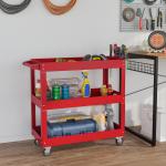 Carrinho de Ferramentas com Rodas 3 Prateleiras de Armazenamento e Alça Lateral 83x35,3x76 cm Vermelho