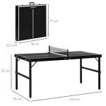Mesa de Ping Pong Dobrável com Estrutura de Alumínio Portátil para Interior e Exterior 152x76x72 cm Preto