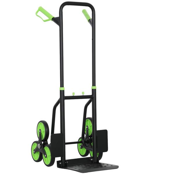 Carrinho de Carga Dobrável para Escadas com 6 Rodas, 120 kg, Portátil, Verde