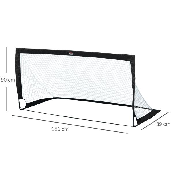 Balizas de Futebol Dobráveis para Crianças e Adultos com Saco de Transporte para Exterior Treino 183x90x90 cm Preto