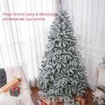 Árvore de Natal Artificial Nevado 210cm com 1021 Ramos e Suporte de Metal Árvore Natalina Nevado para Interior Verde