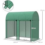 Estufa Pequena Estufa de Exterior com Porta Dupla com Fecho de Correr e Cobertura de PE 200x100x178 cm Verde