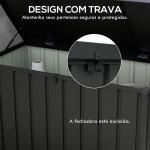 Baú de Armazenamento Exterior em Aço com 4 Rodas 2 Pegas e Tampa com Ranhura para Cadeado 125,5x61,5x70 cm Cinzento Escuro