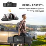 Tenda de Campismo Familiar para 5 - 6 Pessoas Dobrável com 2 Quartos e Bolsa de Transporte Impermeável 450x215x180 cm Cinza