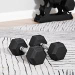 Conjunto de Halteres Hexagonais 2 x 5 kg Conjunto de Pesos com Barras de Conexão Kit de Treino de Fitness