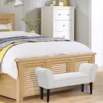 Banco de Pé de Cama Banco com Braços Curvados Estofado e Pés de Madeira Carga Máxima 130kg 102x31x51cm Branco