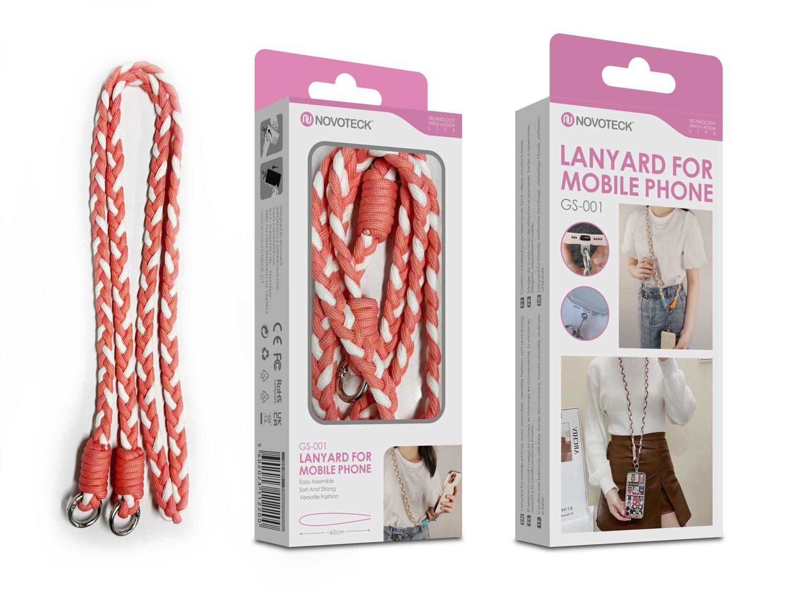 Cordão Trançado para Telemóvel NOVOTECK GS-001 - Estiloso Branco/Laranja