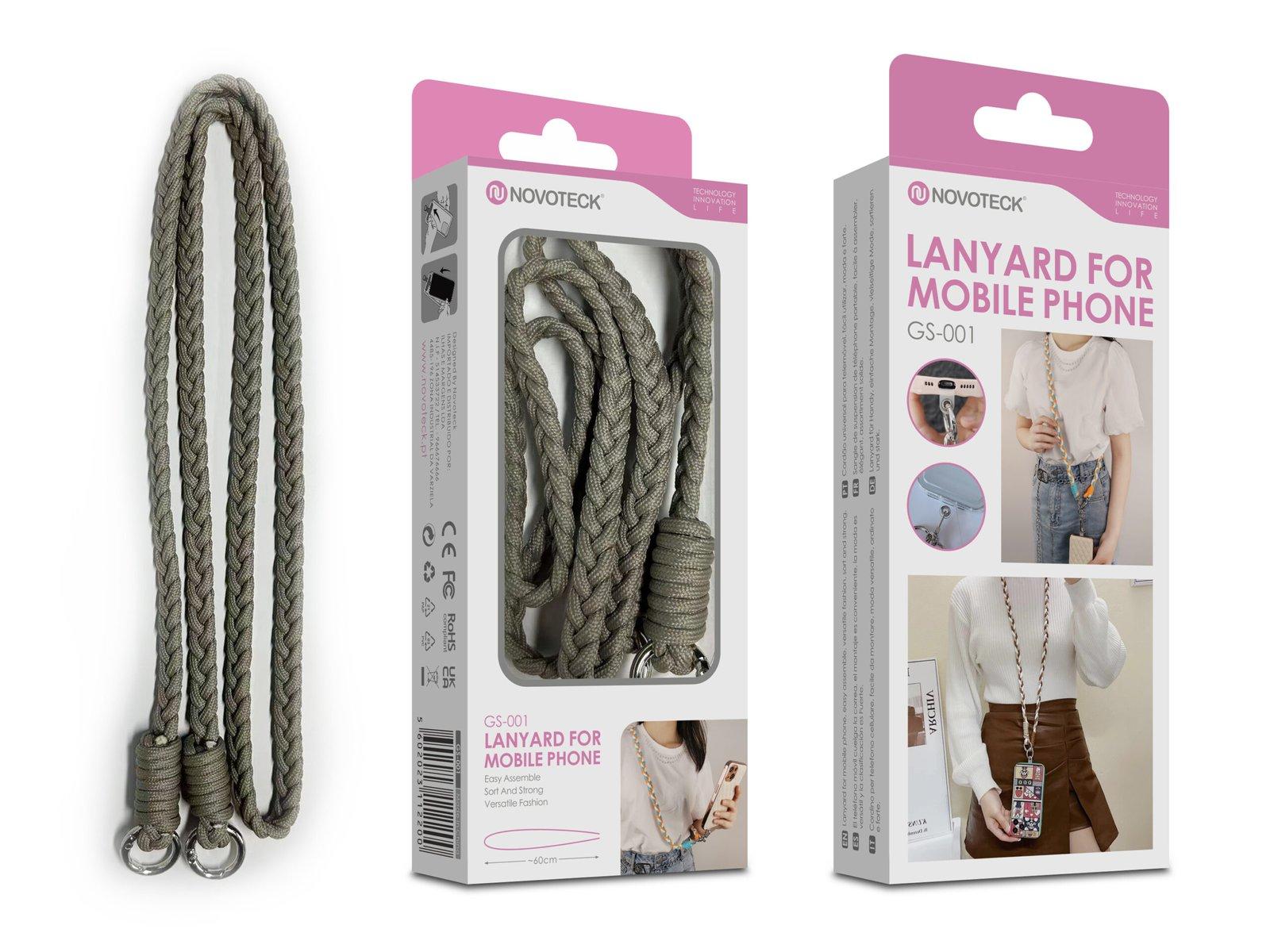 Cordão Trançado para Telemóvel NOVOTECK GS-001 - Cinzento