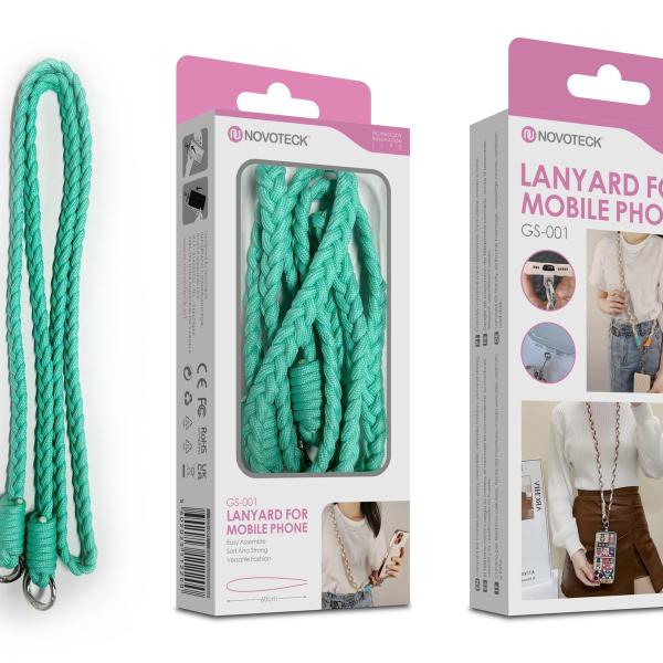 Cordão Trançado para Telemóvel NOVOTECK GS-001 - Verde Água