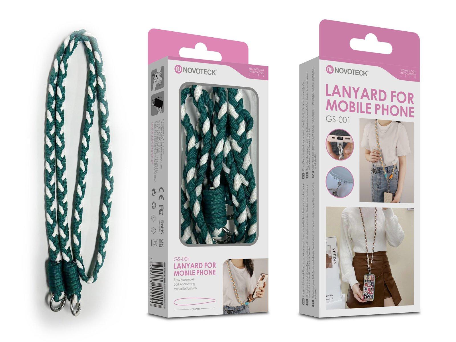 Cordão Trançado para Telemóvel NOVOTECK GS-001 - Estiloso Verde/Branco
