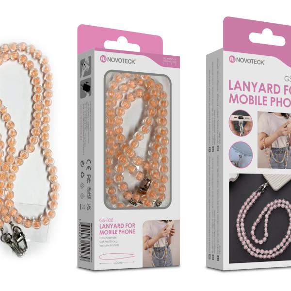 Cordão Pedra Pêssego para Telemóvel NOVOTECK GS - 008 Amarela
