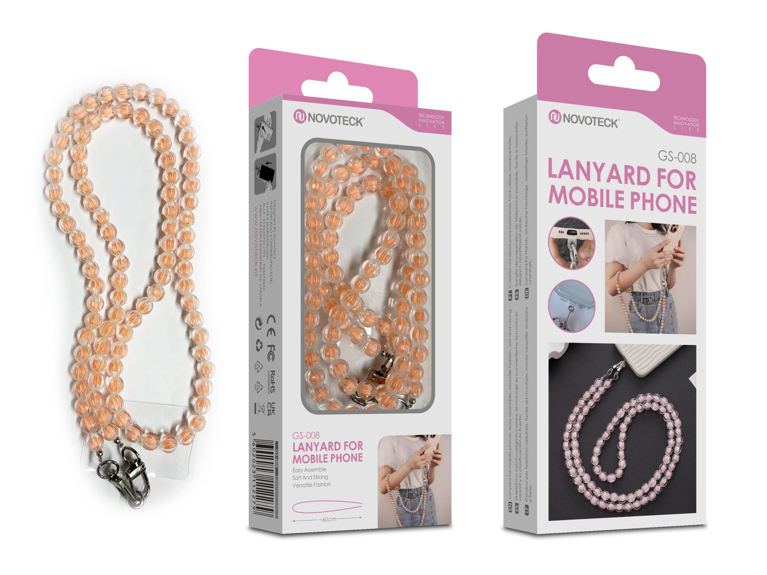 Cordão Pedra Pêssego para Telemóvel NOVOTECK GS - 008 Amarela