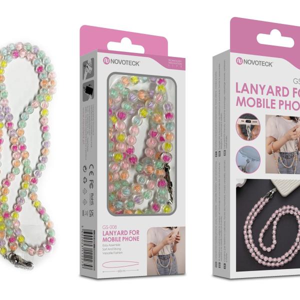 Cordão Pedra Pêssego para Telemóvel NOVOTECK GS-008 Colorido