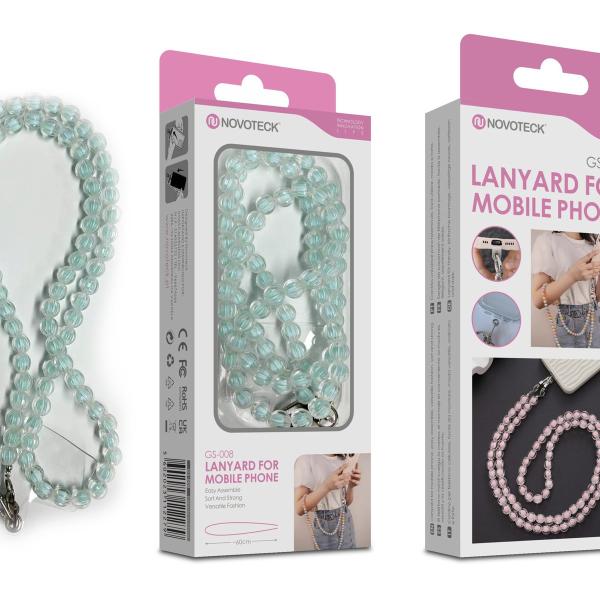 Cordão Pedra Pêssego para Telemóvel NOVOTECK GS-008 Verde Água