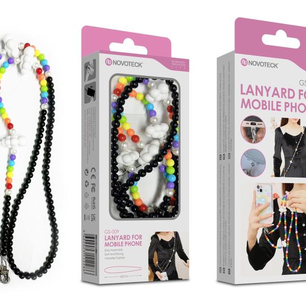 Cordão Colorido para Telemóvel NOVOTECK GS-009 Negro