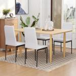 Conjunto de 4 Cadeiras de Sala de Jantar Estofadas em Linho e Pés de Metal Cadeiras Modernas para Cozinha Carga Máxima 120kg 41x50x97cm Branco