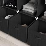 Roupeiro de Tecido com 2 Varões 5 Prateleiras 3 Gavetas Fecho de Correr Estrutura de Aço 125x43x162,5 cm Preto