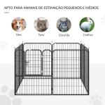 Parque para animais de estimação com 8 Varas Dobrável com Porta e Dupla Trava 79x100cm Preto