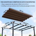 Telhado de Reposição Retrátil 3x2,5 m para Estrutura de 3x2 m Tecido Apenas para Pérgola Jardim com 8 Orifícios Castanho