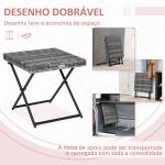 Mesa de Jardim em Vime Sintético Mesa Dobrável com Pés Cruzados e Estrutura de Aço para Pátio Varanda 40x40x40 cm Cinza