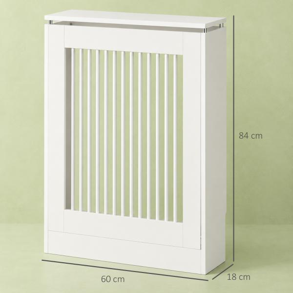 Cobertura de Radiador Moderno de MDF com Prateleira Superior para Sala de Estar Dormitório Escritório 60x18x84 cm Branco