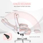 Cadeira Gaming Cadeira de Escritório Reclinável Apoio para os Pés Retrátil Suporte Lombar e Almofada para a Cabeça 63x63x115,5 - 123 cm Rosa