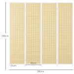 Biombo de 4 Painéis Dobrável Separador de Ambientes Tecido a Mão de Bambu e Fio de Algodão 180x180 cm Branco
