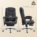 Cadeira de Escritório com 6 Pontos de Massagem Giratória com Encosto Reclinável 135º Função de Aquecimento 65x70x111 - 119 cm Preto