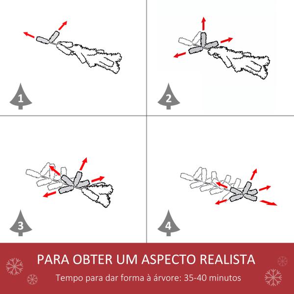 Árvore de Natal Ø95x210cm Neve Artificial com 784 Pontas de Ramos Ignífugos e Suporte de Aço Decoração de Natal para Interiores Verde e Branco