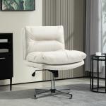 Cadeira de Escritório com Altura Ajustável Função Basculante Base Cruzada e Assento Amplo Cadeira para Estúdio 65x65x84 - 94 cm Cinza Claro