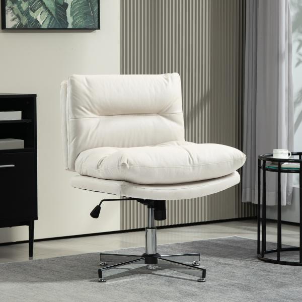 Cadeira de Escritório com Altura Ajustável Função Basculante Base Cruzada e Assento Amplo Cadeira para Estúdio 65x65x84 - 94 cm Cinza Claro