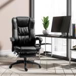 Cadeira de Escritório e Giratória Cadeira de Escritório com Altura Ajustável 6 Pontos de Massagem Controle Remoto e Apoio para os Pés Retrátil 68,5x68,5x119 - 127cm Preto